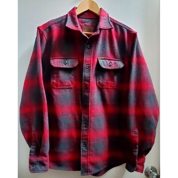 ORVIS Shacket Men's MED Plaid Red/ Grey Flannel  Shirt Side/Front Pockets - Picture 4 of 14